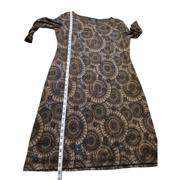 💖Nine West Women's Hypnotic Swirl Pattern Shift Dress - 3/4 Sleeve Size M - Picture 6 of 7